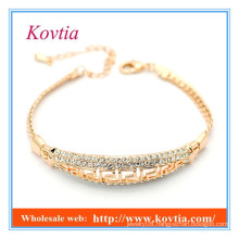 Fashion fine jewelry pave crystal gold bracelet 18k